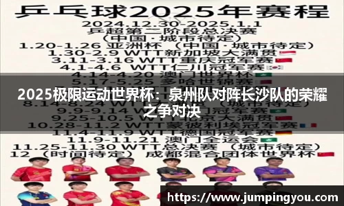 2025极限运动世界杯：泉州队对阵长沙队的荣耀之争对决